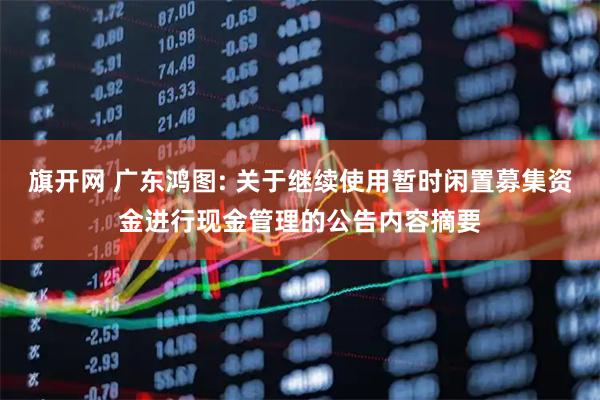 旗开网 广东鸿图: 关于继续使用暂时闲置募集资金进行现金管理的公告内容摘要