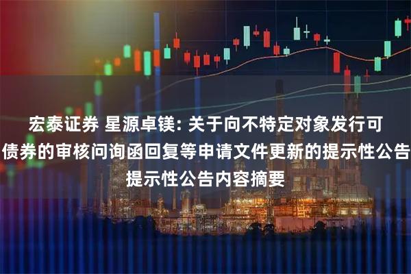 宏泰证券 星源卓镁: 关于向不特定对象发行可转换公司债券的审核问询函回复等申请文件更新的提示性公告内容摘要