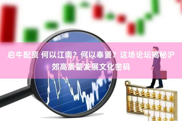 启牛配资 何以江南？何以奉贤？这场论坛揭秘沪郊高质量发展文化密码