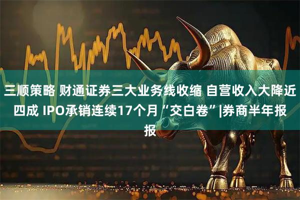 三顺策略 财通证券三大业务线收缩 自营收入大降近四成 IPO承销连续17个月“交白卷”|券商半年报
