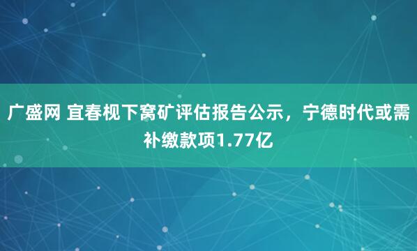 广盛网 宜春枧下窝矿评估报告公示，宁德时代或需补缴款项1.77亿