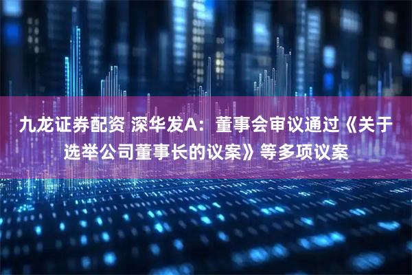 九龙证券配资 深华发A：董事会审议通过《关于选举公司董事长的议案》等多项议案